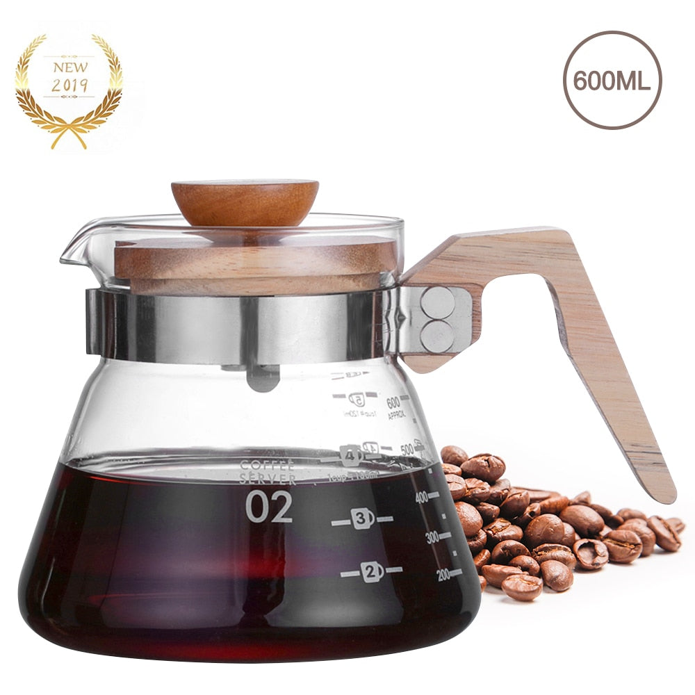 600ml Coffee Pot Pour Over Clear Coffee Carafe – Kitchen And Tea